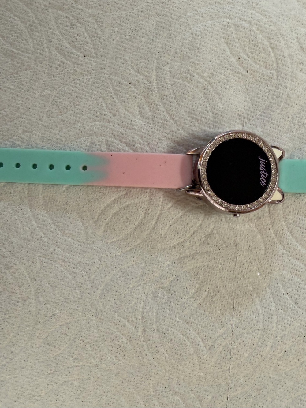 Justice Pink & Mint Silicone Watch with Crystal Accent